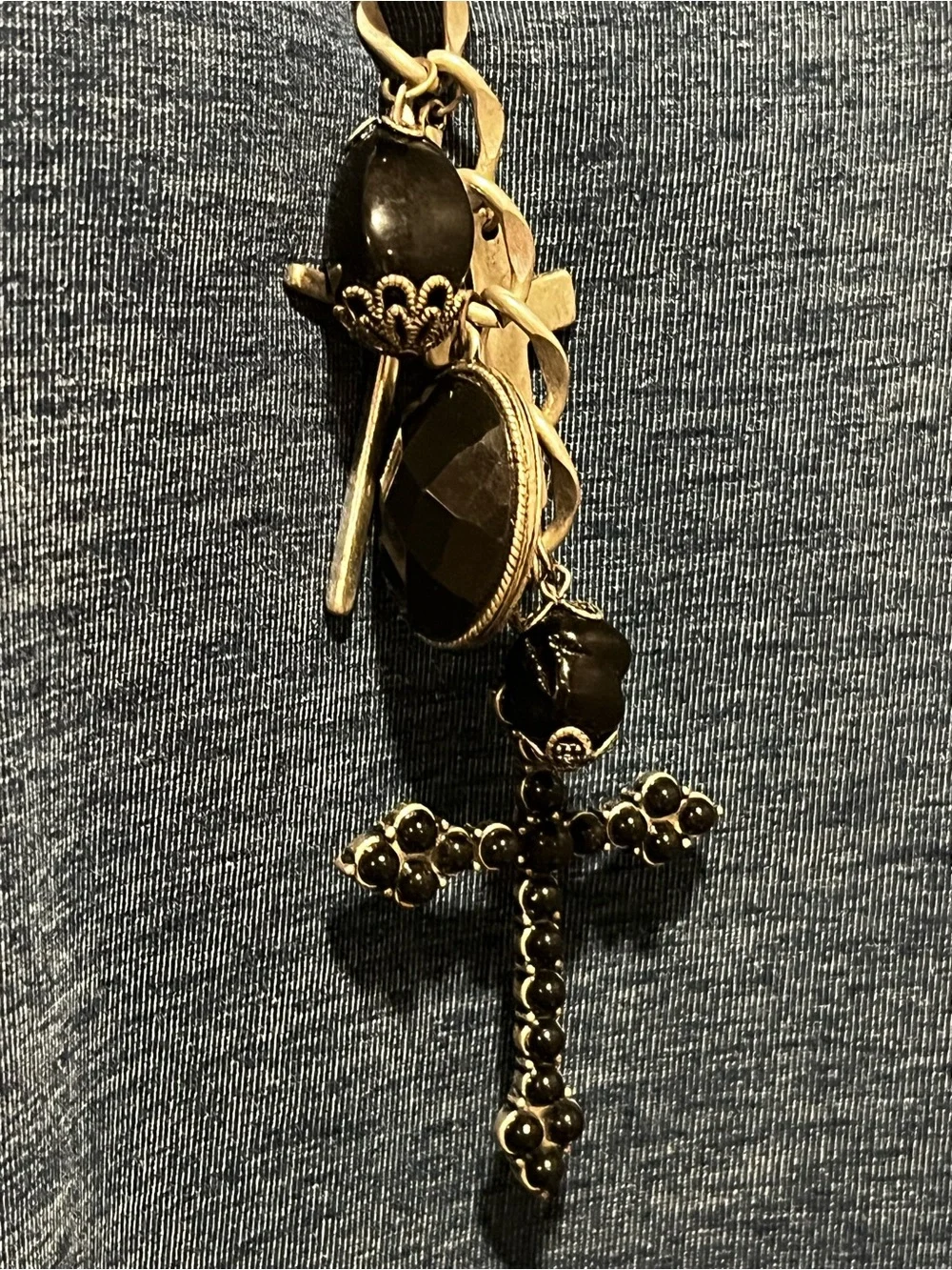 Stack of Black Bead Cross Necklaces - Women's Faith Jewelry